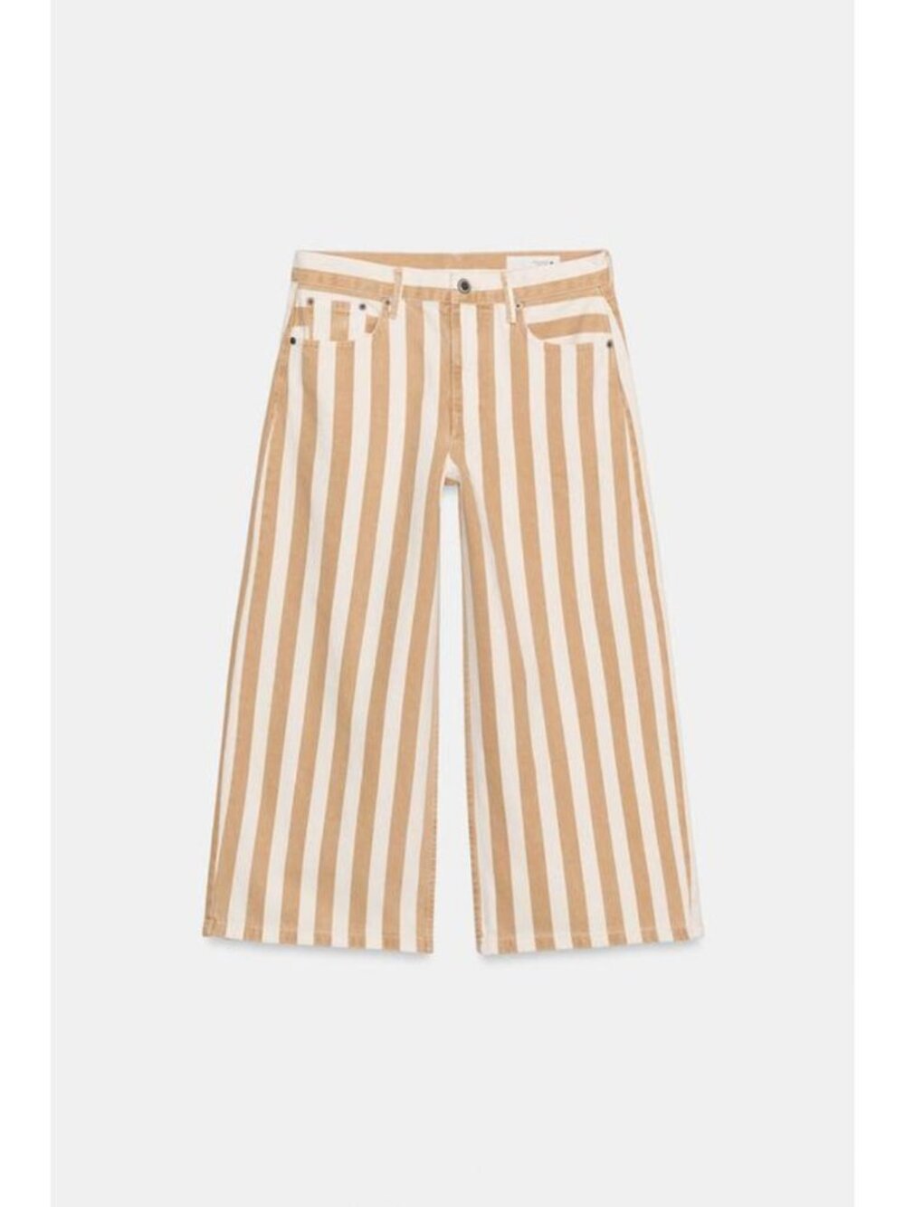 ZARA ZW COLLECTION MID-RISE STRIPED CULOTTE JEANS